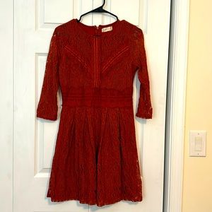 Burnt orange lace alterd state dress, size M